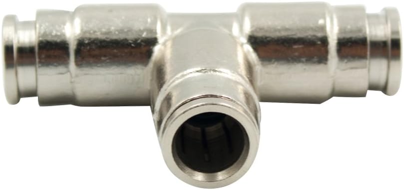 10pcs Nickel Plated Brass Push to Connect Fitting for High Pressure Mist Cooling System, Misting Tee Slip Lock, 3/8" Tube OD