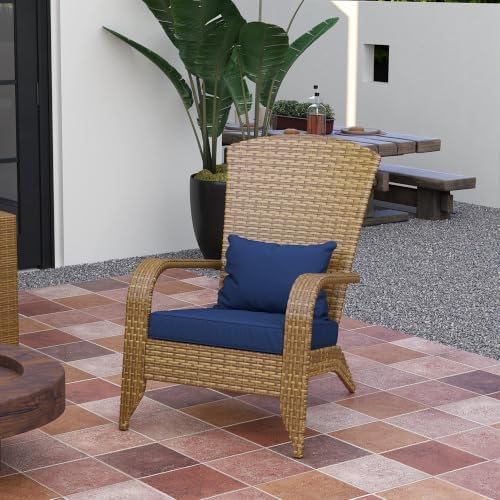 Outsunny Patio Wicker Adirondack Chair Outdoor Dark Blue