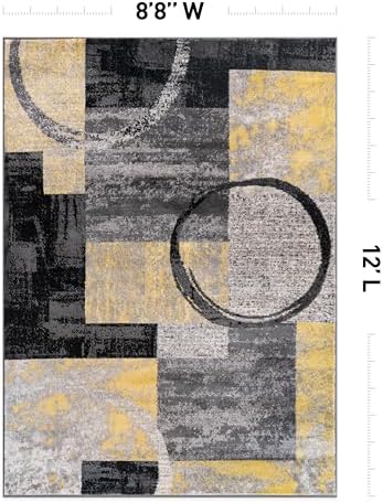 Rugshop Circle Design Contemporary Non-Shedding Area Rug Yellow 8'8" x 12'