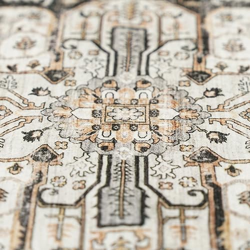 RUUGME Washable 9x12 Area Rugs - Large Rugs for Living Room Stain Resistant Carpet Vintage Rugs for Bedroom with Non Slip Backing Home Decor Floor Decoration Mat (9x12 Black)