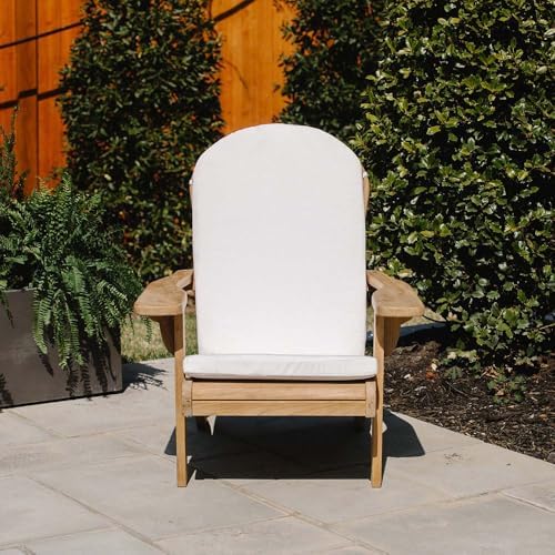 Titan Great Outdoors Grade A Teak Adirondack Chair with Footstool for Backyards and Patios