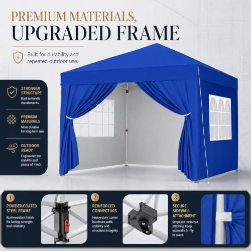 Yaheetech 10x10 Pop Up Canopy Tent with 4 Removable Sidewalls, Blue