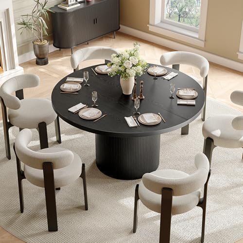 ONBRILL 47 Inch Round Dining Table for 4-6, Black