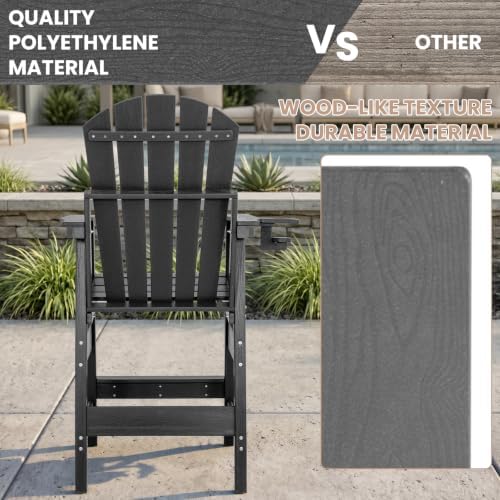 FUNBERRY Tall Adirondack Chair, High Top Balcony Chair with Cupholder