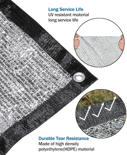 85% Aluminet Shade Cloth with Grommets, Reflective Shade Cover 10 X 10FT