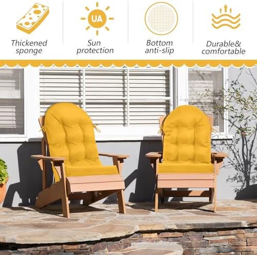 Geelin 4 Pcs Thick Cushions for Adirondack Chairs Outdoor Cushions, Amber