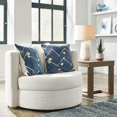 Signature Design by Ashley Oversized Round Swivel Accent Chair, Ivory