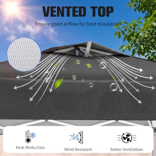 10x10 Pop Up Canopy Tent with One Push Setup, 3 Adjustable Heights, Black