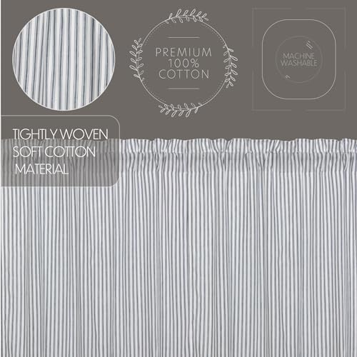 VHC Brands Sawyer Mill Blue Window Tier Set Country Kitchen Curtains Farmhouse Cafe Style Striped Pattern 24x36