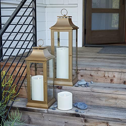 Luminara Realistic Artificial Moving Flame Outdoor Pillar Candle IPX4 - Moving Flame LED Battery Operated Lights for Outside Christmas, Halloween - Remote Included - Ivory - 6" x 6"