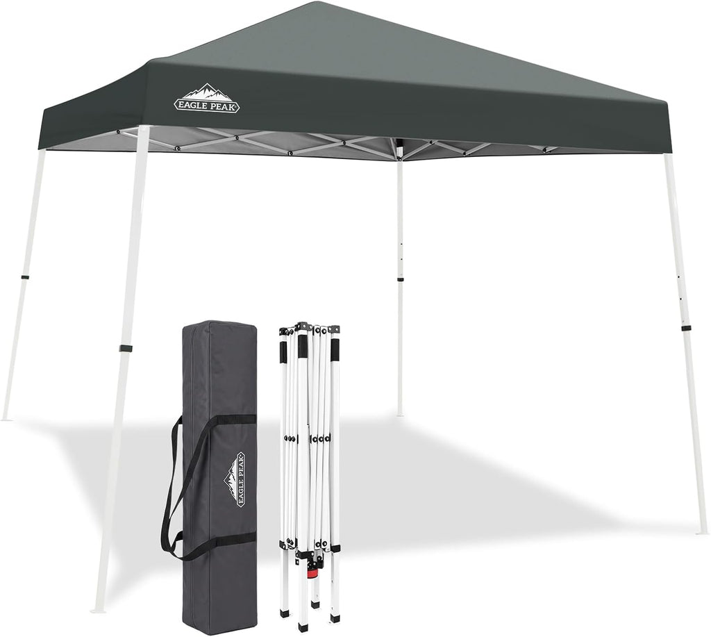 EAGLE PEAK 10x10 Slant Leg Pop Up Canopy Tent, Gray