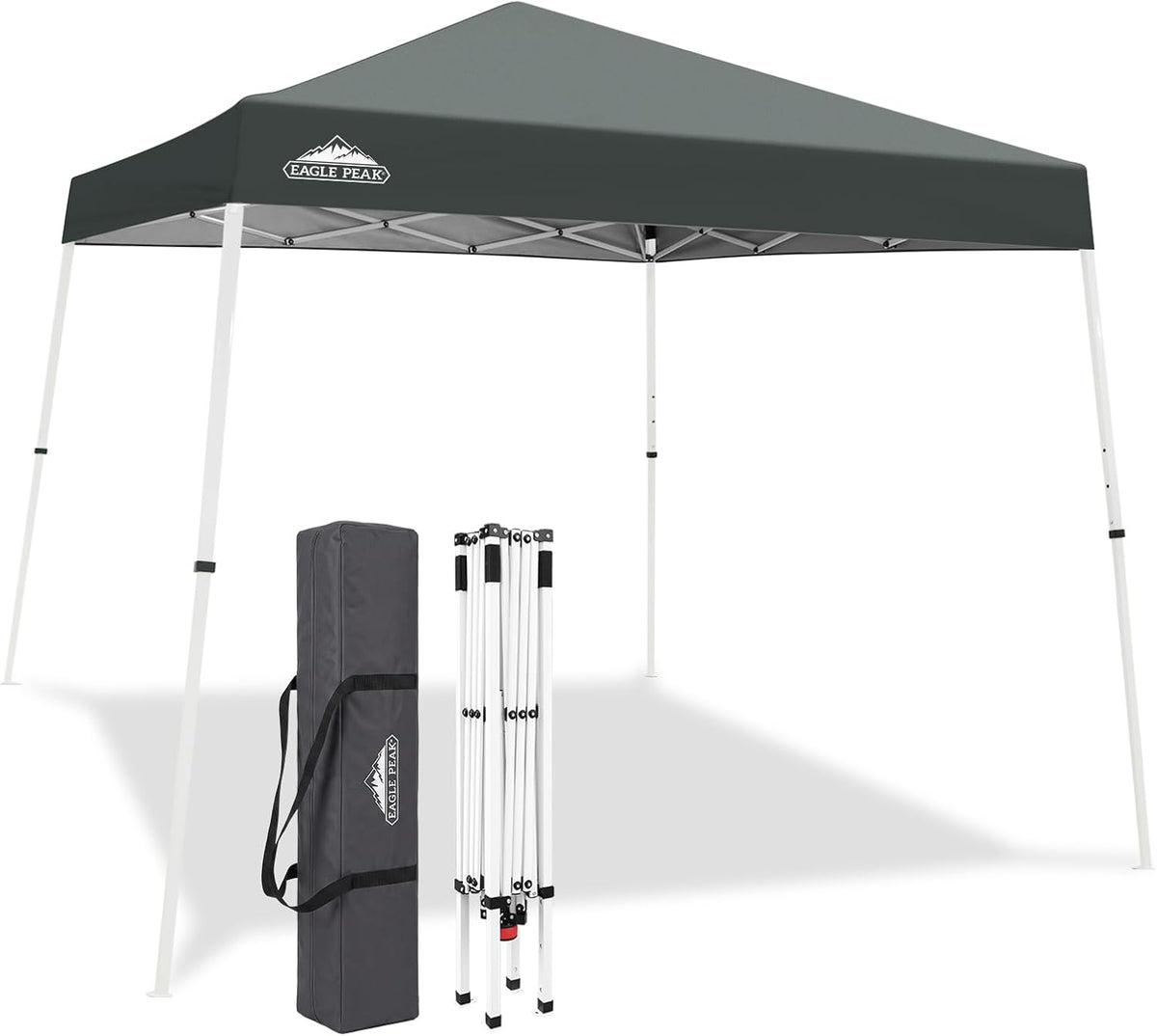 EAGLE PEAK 10x10 Slant Leg Pop Up Canopy Tent, Gray