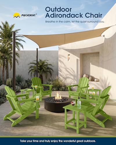 MUCHENGHY Folding Adirondack Chairs, HDPE Patio Chair, Lemon Green