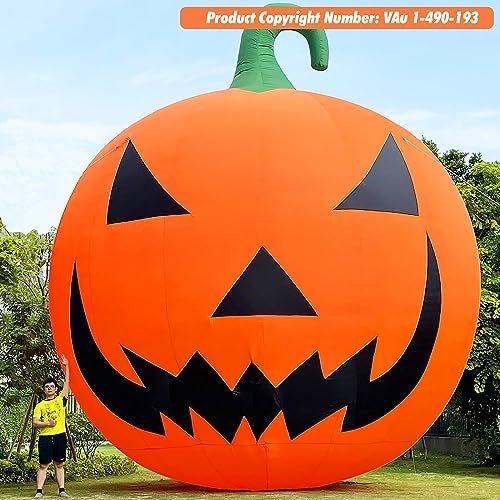 Giant 20Ft Premium Halloween Inflatable Pumpkin Decorations with Blower, Blow up Halloween Decorations Outdoor Holiday Decor for Outdoor Yard Lawn Xmas Party with No Light
