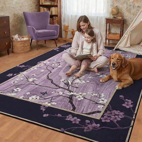 Foxmas 6x9 Purple Floral Area Rug