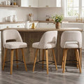 Swivel Bar Stools, Set of 2, 26" Counter Height, Beige