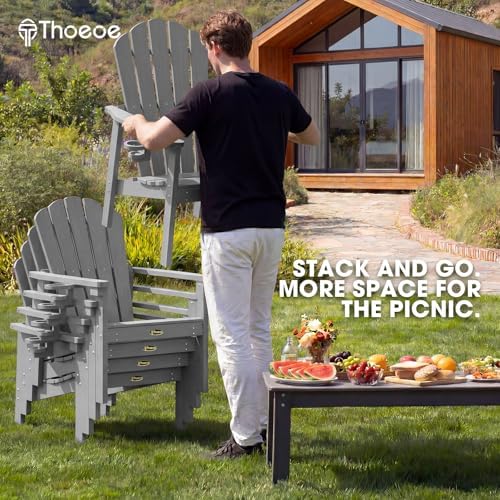 THOEOE Stackable Adirondack Chair Set of 4, Fire Pit Chairs Set of 4
