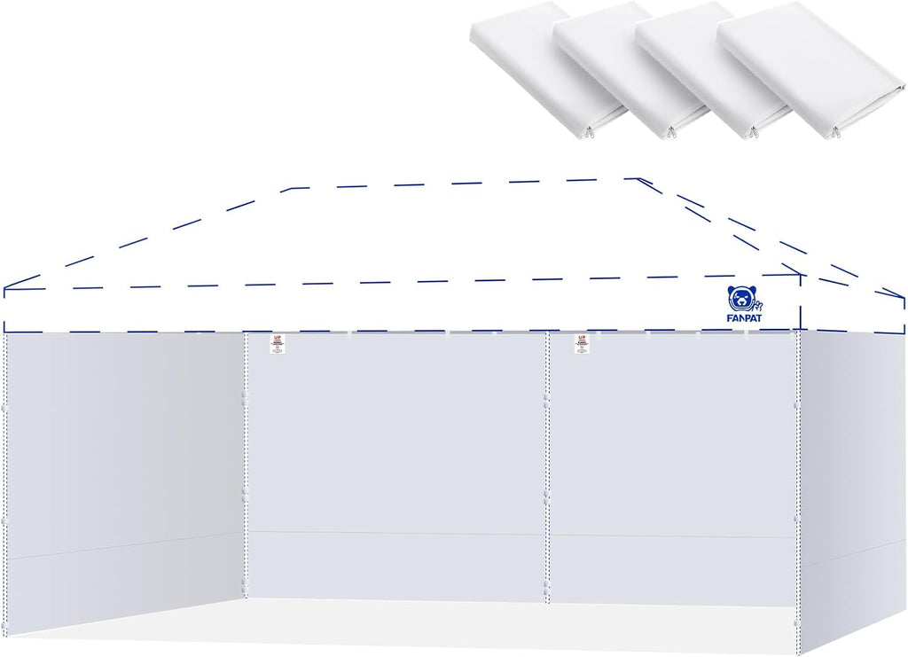 FANPAT 10x20ft Sidewalls for Canopy, White (4Pcs Sidewalls Only)