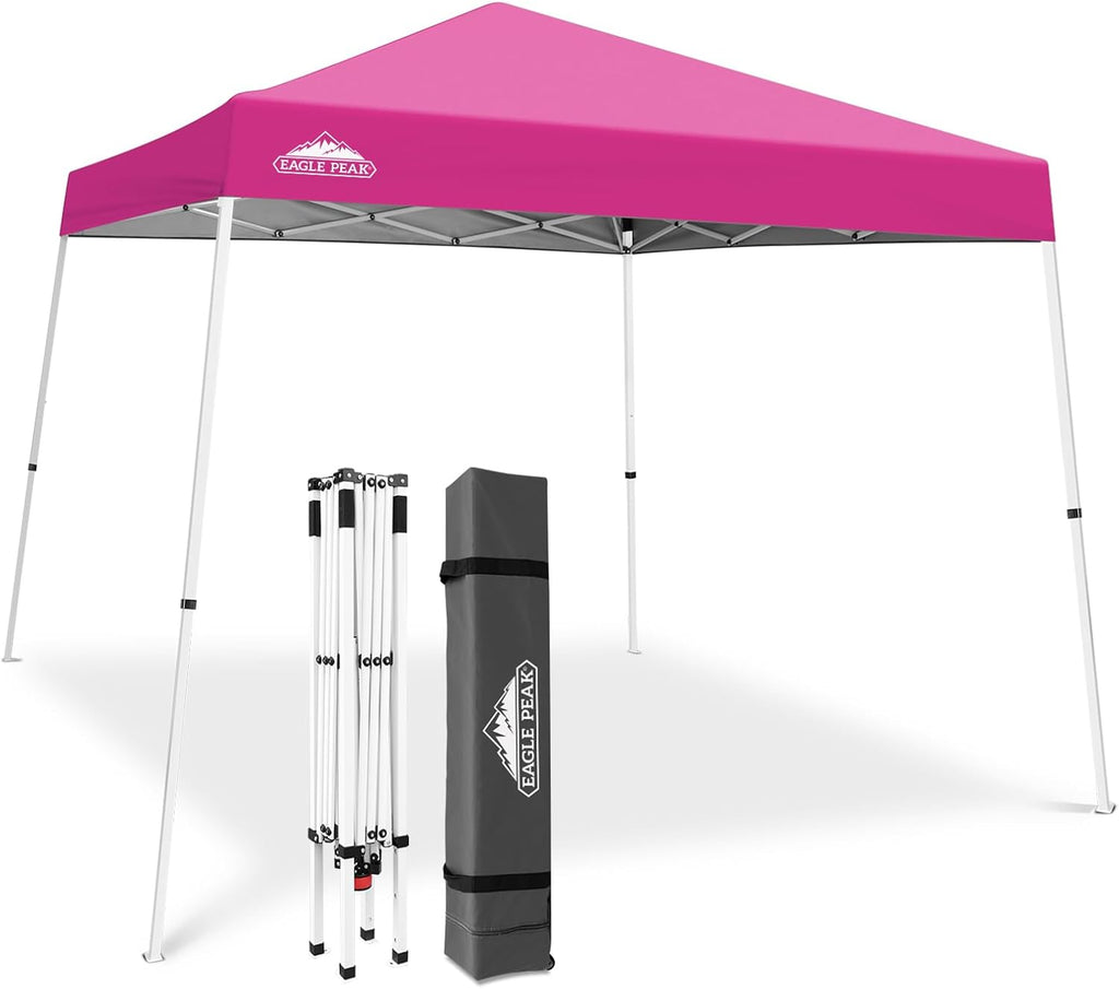 EAGLE PEAK 10x10 Slant Leg Pop Up Canopy Tent, Pink