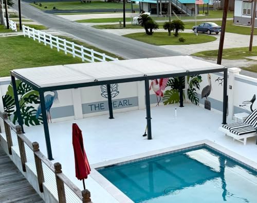 PURPLE LEAF Louvered Pergola 11' x 23' Large White Roof Aluminum Frame