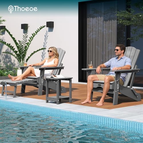 THOEOE Outside Side Table, Weather Resistant Grey