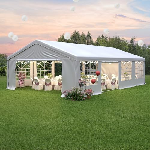 20' x 29.5' Heavy Duty Party Tent, Outdoor Large Wedding Tent with Removable Sidewalls, Event Canopy Shelter for Birthday Party, Outdoor Event