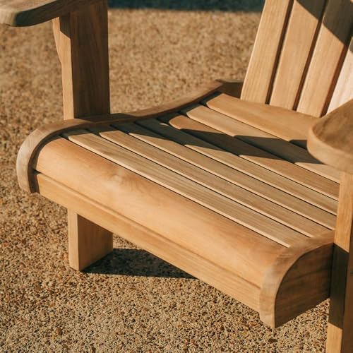 Titan Great Outdoors Grade A Teak Adirondack Chair with Footstool for Backyards and Patios