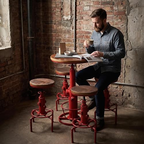 Topower Industrial Bar Table 38.58-48.43" Adjustable Pub Table Kitchen Dining Coffee Bistro Table Antique Red
