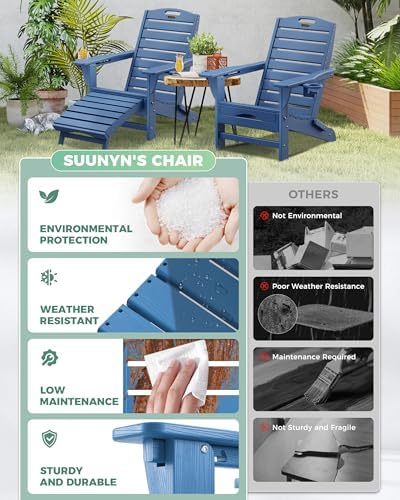 Adjustable Adirondack Chair,Outdoor Fire Pit Chair，NavyBlue
