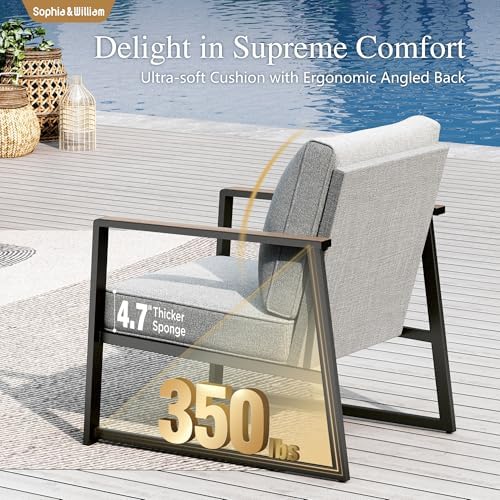 Sophia & William 4-Piece Modern Patio Furniture Set, Grey Cushion