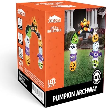 Joiedomi 8 FT Cute Halloween Inflatables Pumpkin Archway Outdoor Decoration, Archway Halloween Blow Up for Yard with Build-in LED Lights, Inflatable Arch Yard Outside Pumpkin Decor for Party, Garden