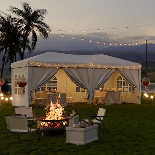 Aoxun 10x20 Pop Up Canopy Tent with 6 Sidewalls, Party Tent, White