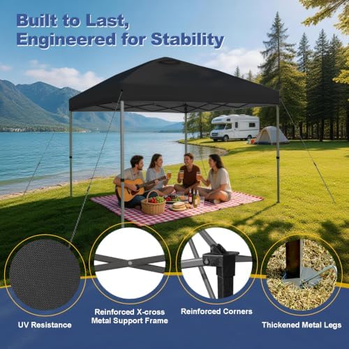 Explore Land 10x10 Pop Up Canopy with One Push Setup, Black