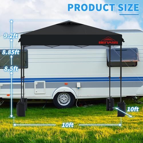 10x10 Pop Up Canopy Tent with 3 Sidewalls, Black