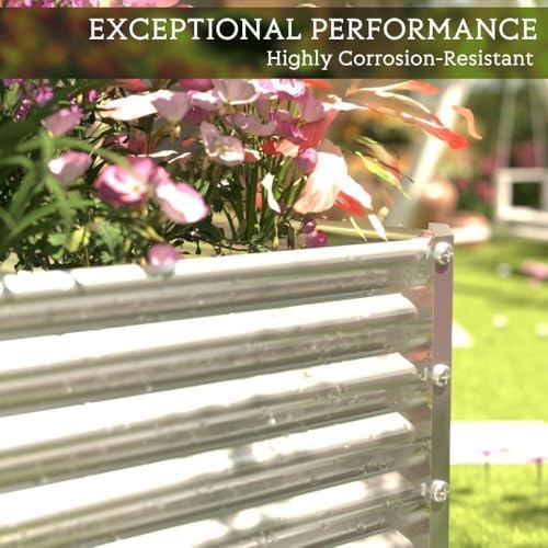 2pcs Tall Galvanized Raised Garden Bed Outdoor,Steel Garden Bed for Vegetable...