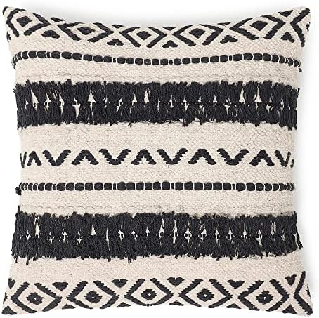 · REDEARTH · Textured Handwoven Throw Pillow Cases Geometric Craft Black