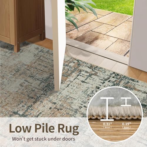 Rugxara 6x9 Green Rug,Modern Moss Abstrac Washable Rug for Living Room
