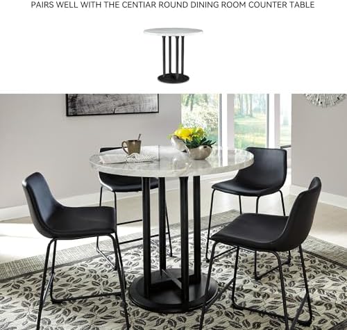 Signature Design by Ashley Counter Height Bar Stool, Set of 2, Black