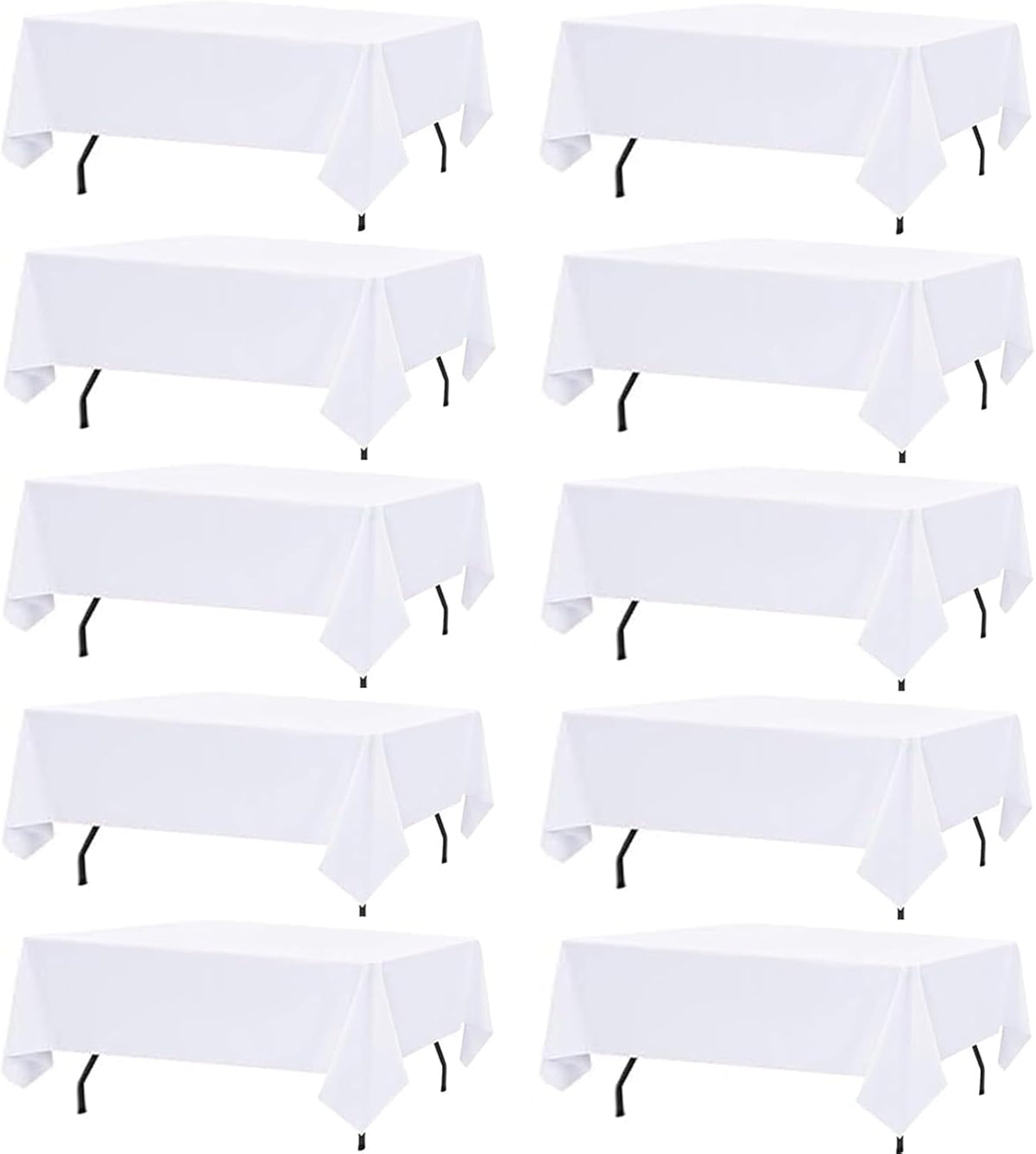 10 Pack White Table Cloth Rectangle Table Cloths for 8 Foot Rectangle Tables 60 X 126 Inch Washable Polyester Table Covers, Reusable & Wrinkle Resistant for Weddings, Parties, Events, and Everyday Use