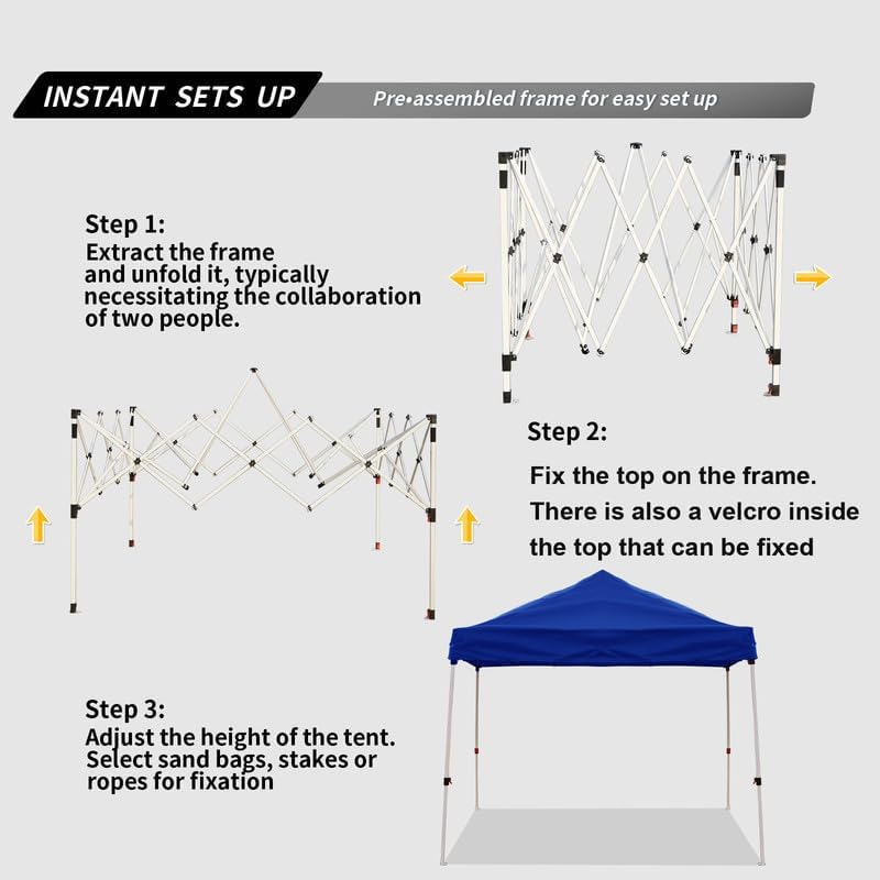Northroad 10x10ft Pop Up Canopy, Popup Outdoor Canopy Tent with Wheeled Carrying Bag,Portable Gazebo Shelter for Patio,Deck,Garden,Beach（Blue）