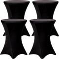 Fixwal 4 Pack Cocktail Tablecloth Bar Top Table Covers Round Black Spandex
