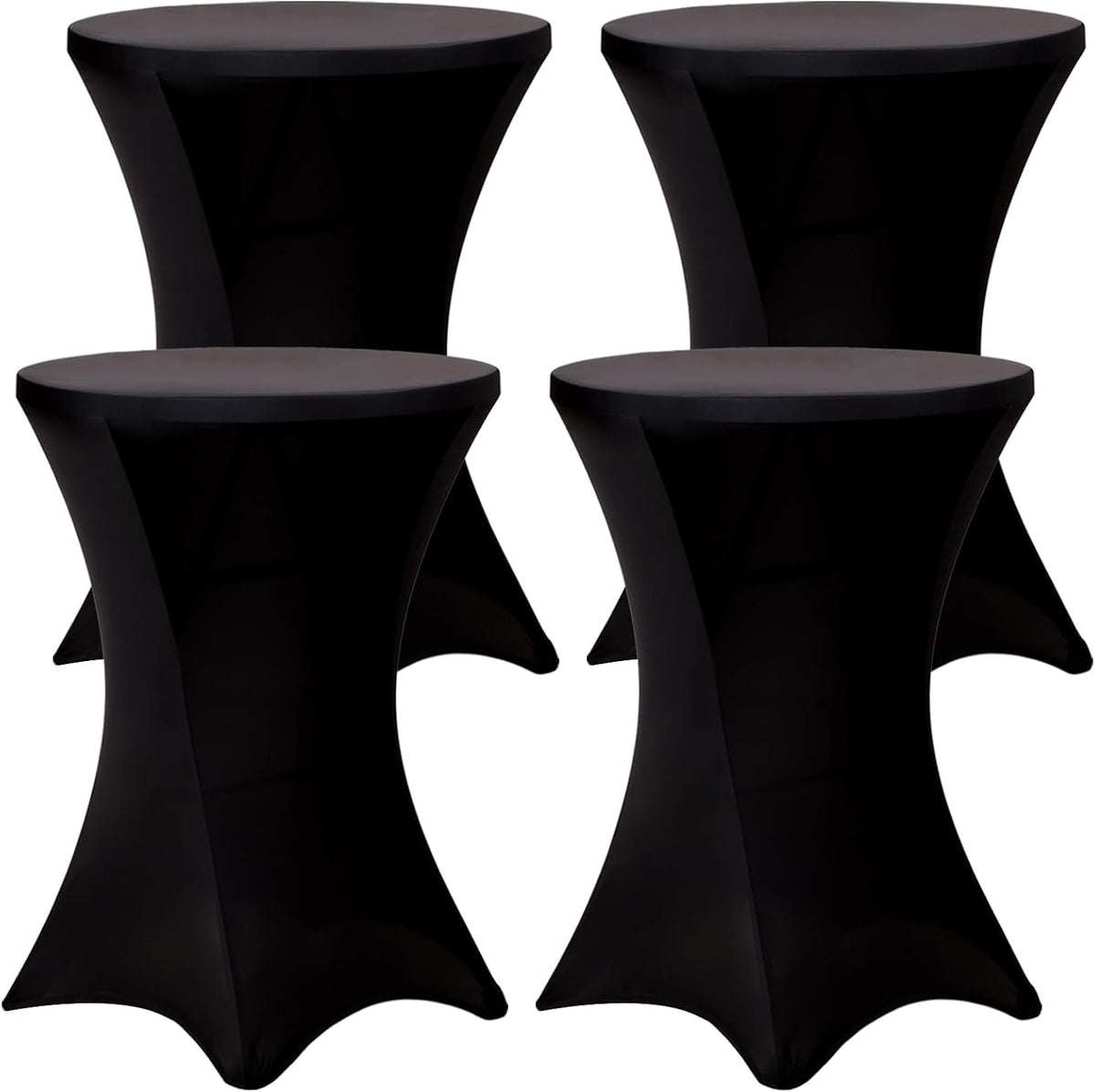 Fixwal 4 Pack Cocktail Tablecloth Bar Top Table Covers Round Black Spandex
