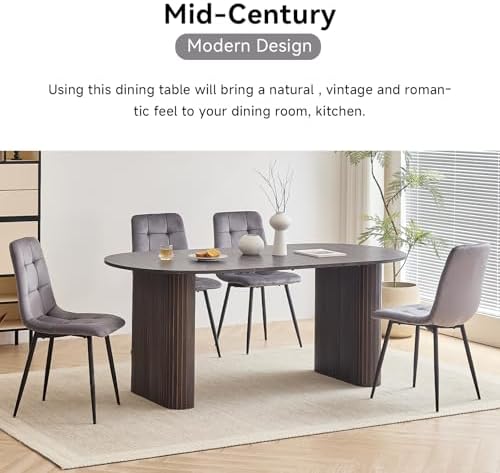 70.8" Modern Oval Dining Table for 6 8 People, Black
