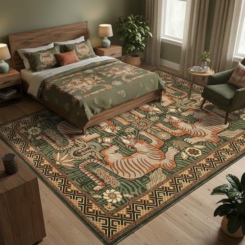 GarveeHome Large Tiger 9x12 Area Rugs Boho Washable Vintage Living Room Rug