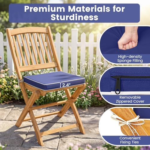 GIANTEX 3 Pieces Acacia Wood Bistro Set, Outdoor Folding Table & Chairs