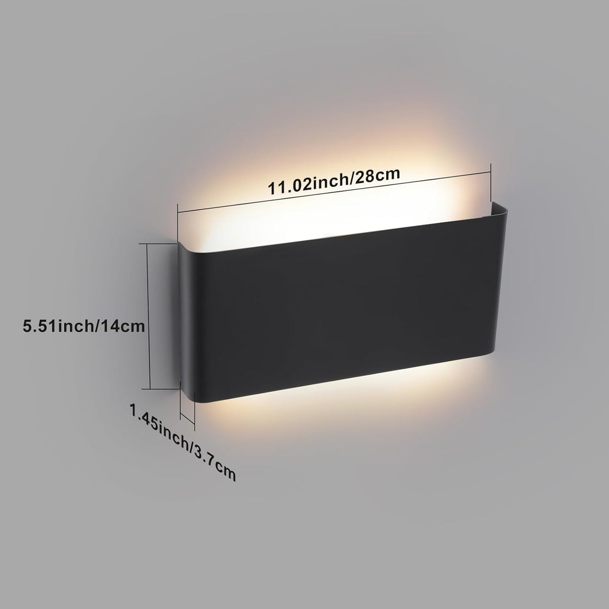 Mille Luckiole 11 Inch Hallway LED Wall Light,5-in-1 CCT 3000K/3500K4000K/5000K/6500K Selectable,Modern LED Sconce Wall for Stairwell,Bedroom,and Bathroom Vanity Mirror,15W Black 4 Pack Led Wall Lamp