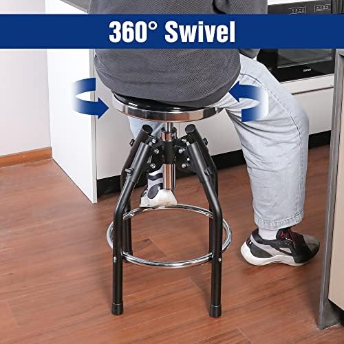 WORKPRO Heavy Duty Adjustable Hydraulic Shop Stool,Garage Bar Stool, 29in to 33.86in, 330-Pound Capacity, Black