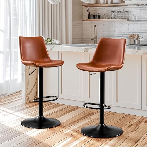 STOOLINK Vintage Bar Stools with Back, Adjustable Bar Stools Set of 2