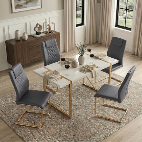 gopop Dining Table Set for 4, Kitchen Table Chairs Set of 4, 5-Piece