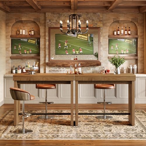 Tribesigns Bar Table, 41.3" Counter Height Pub Table with Metal Footrest, Rectangular High Top Table for Home Kitchen, Dining Room, Bistro, Narrow Space, Rustic Brown